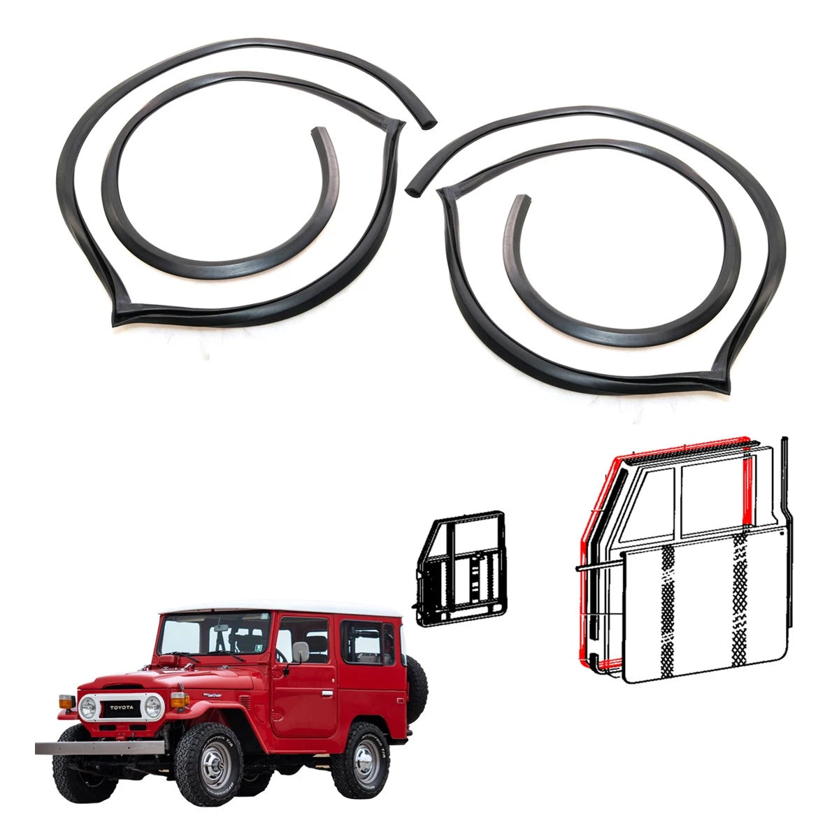 Front Door Weatherstrip Seal for Toyota Land Cruiser FJ40 FJ43 FJ45 HJ45 (1960–1984)