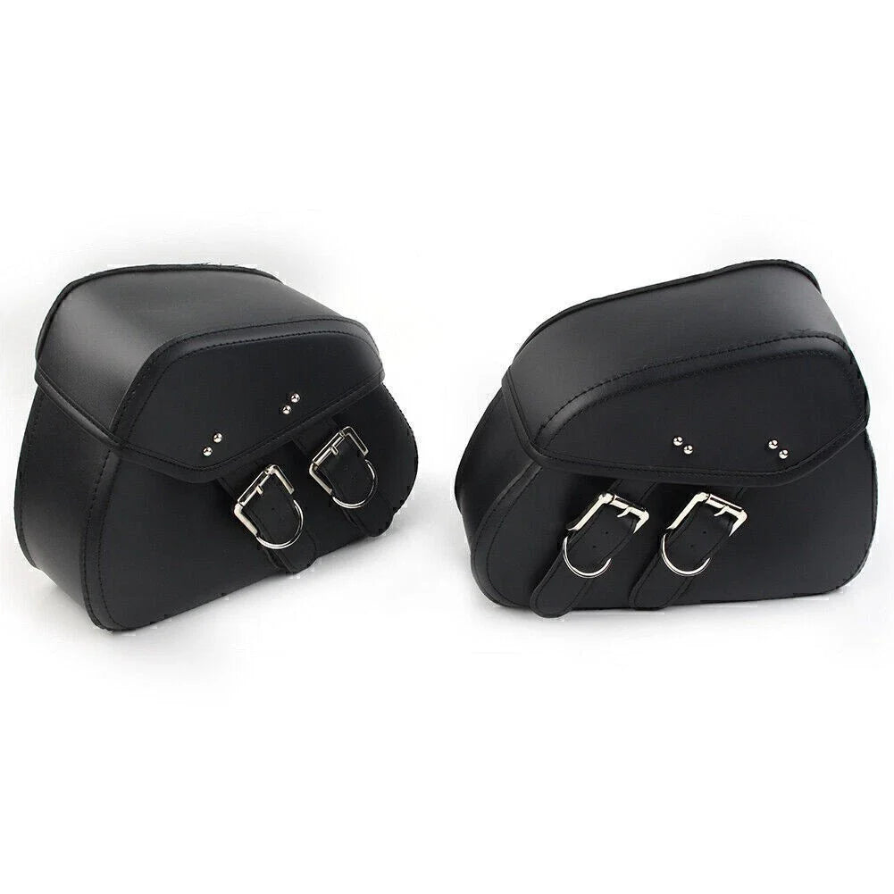 Black PU Leather Saddle Bags for Harley Sportster Dyna (2004-2023)