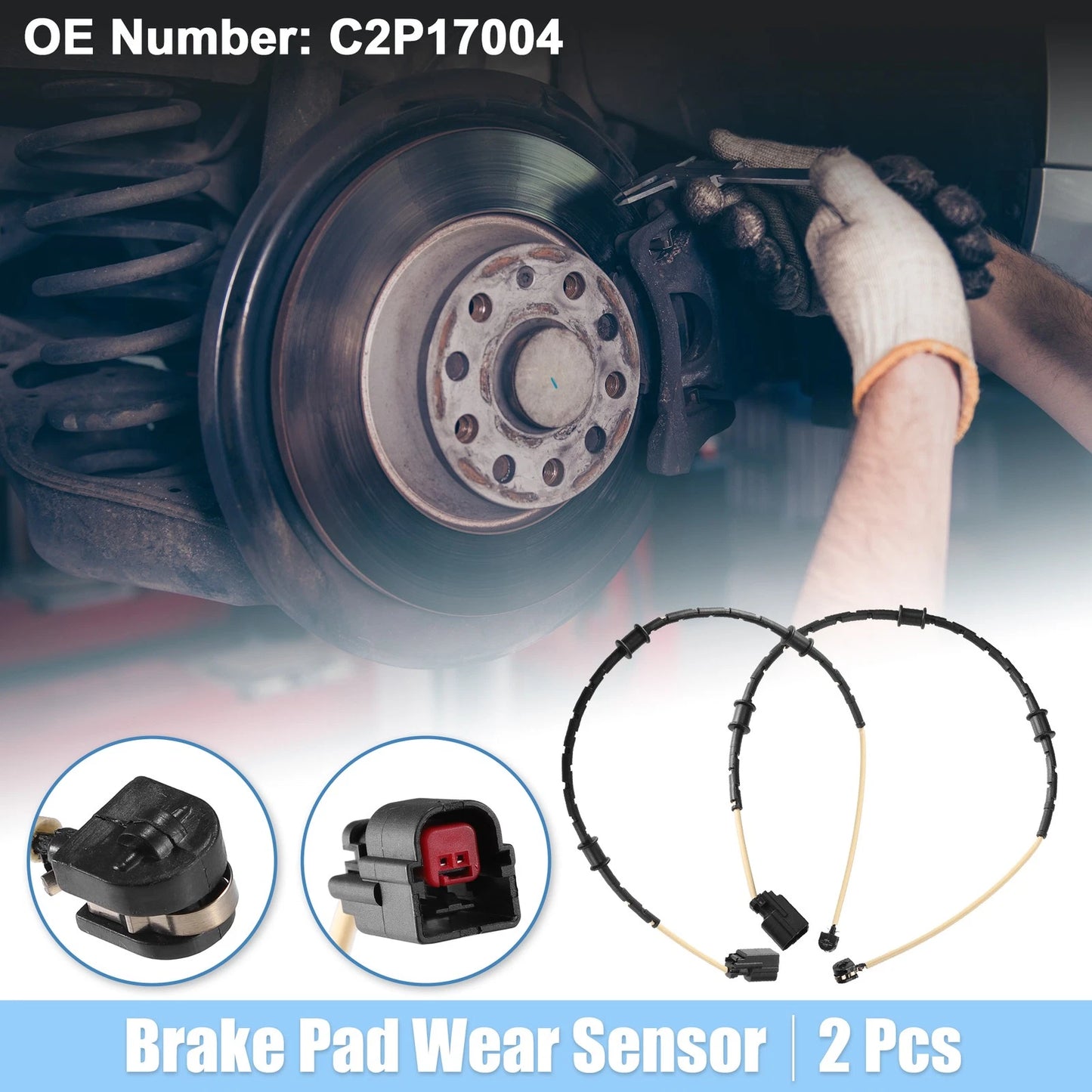 2X Front Brake Pad Sensor for Jaguar F-Type (2014–2023) Plastic Rubber