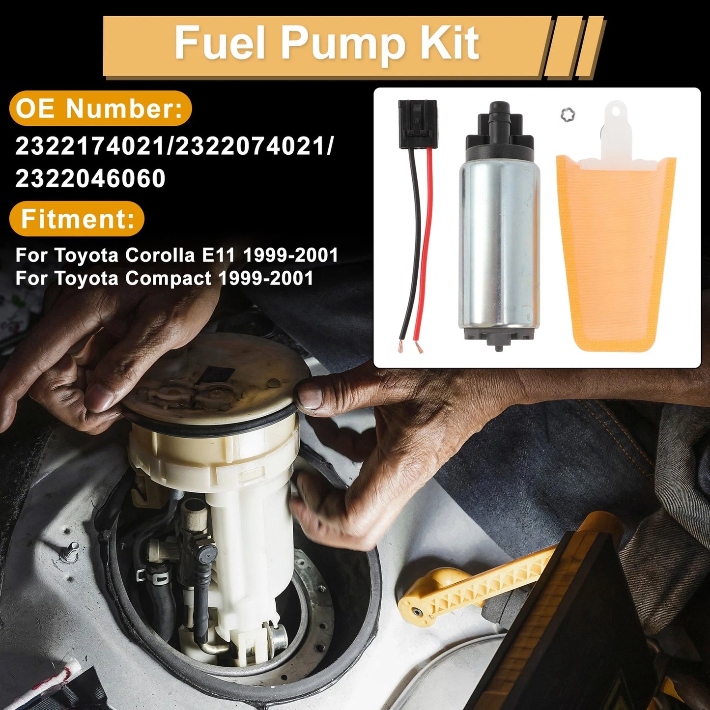 Set of 2 Metal Electric Fuel Pumps for Toyota Corolla E11 (1999–2001) 23221-74021