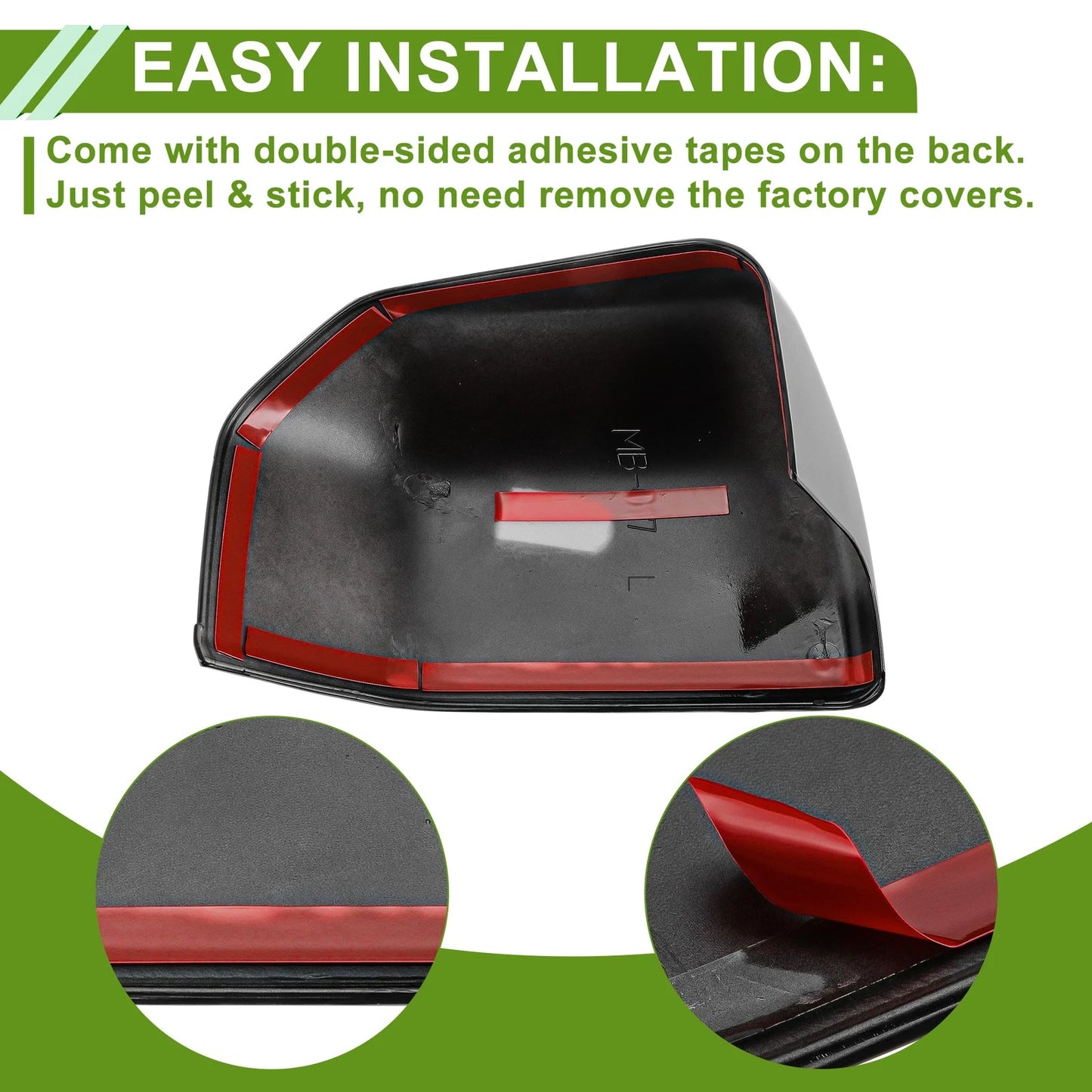 1 Pair Side Mirror Cover Caps for Ford F150 (2015–2023) Gloss Black