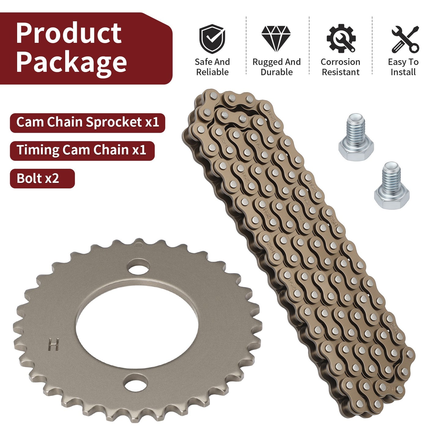 Timing Cam Chain and Sprocket 32T for Honda CT125 TL125S (1976–1977)