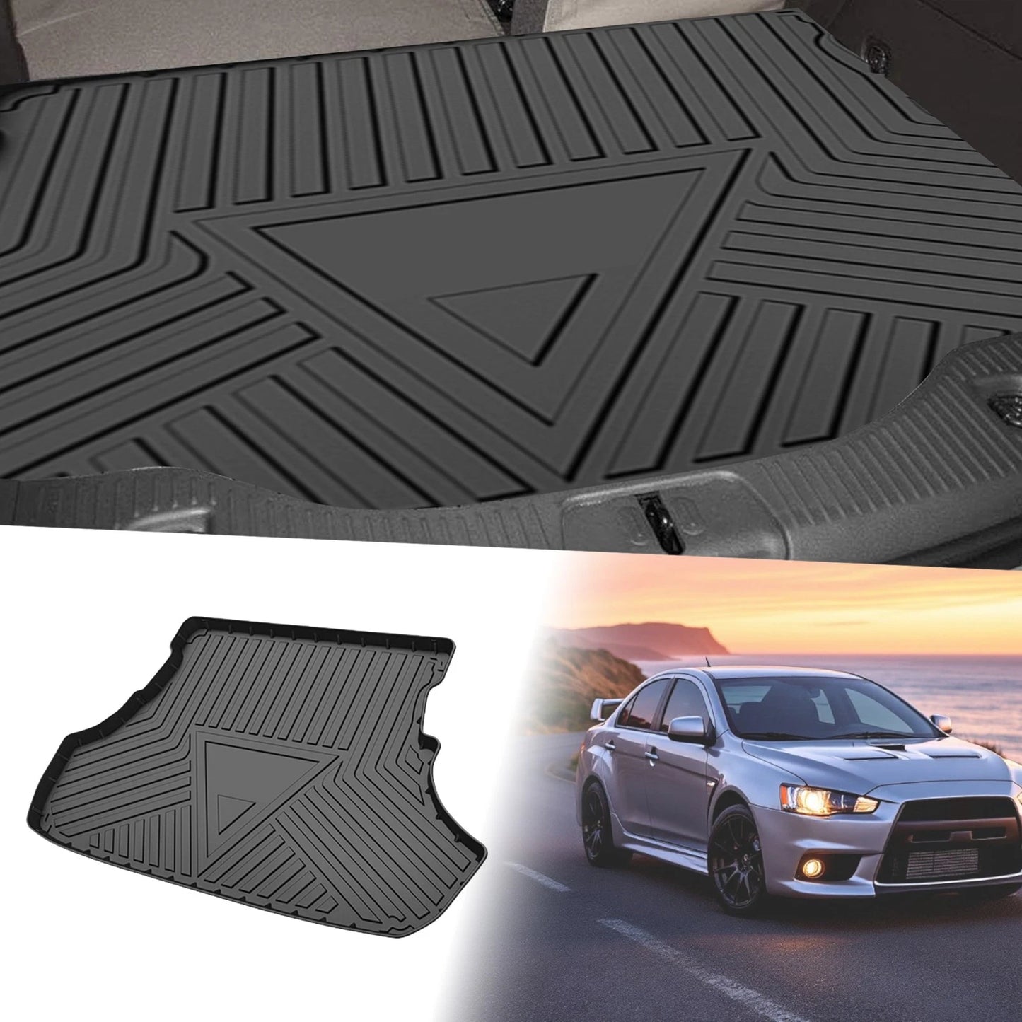 Flat Face Cargo Liner Rear Trunk Mat for Mitsubishi Lancer (2008–2017) TPE