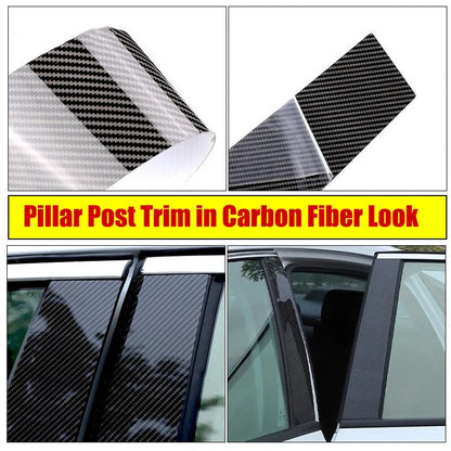 4x Carbon Window Pillar Posts Door Trim Cover for Cadillac Escalade (2007-2014)