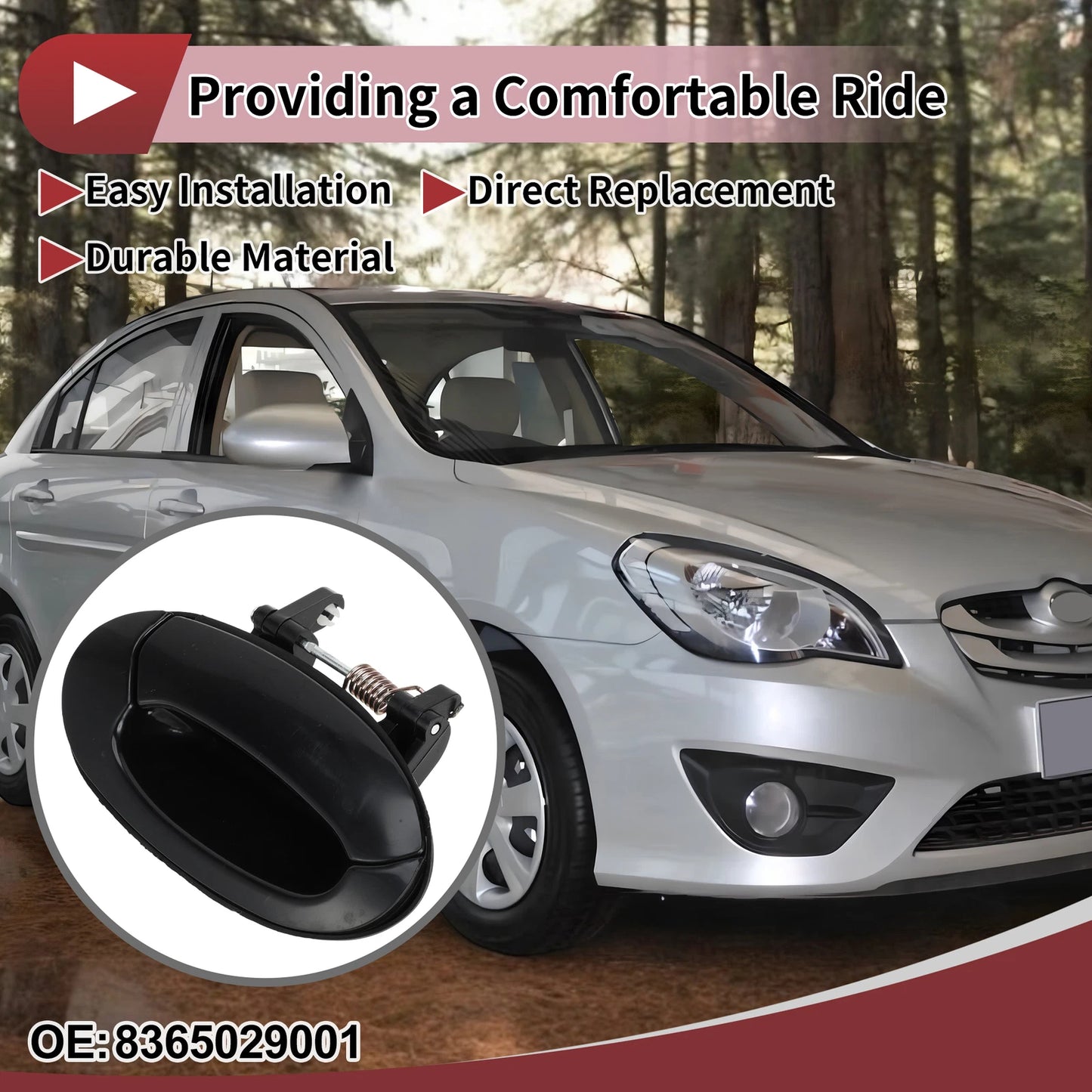 Car Exterior Door Handle for Hyundai Elantra (Rear Right, 8366029001, Black)