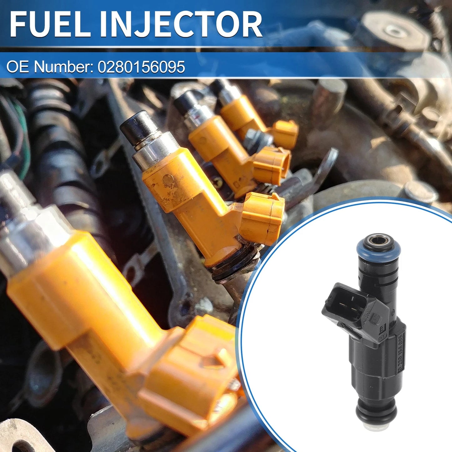 1 Pc Fuel Injector No. 0280156095 for Ford Focus 2.0L 2.3L L4 (2002–2004)