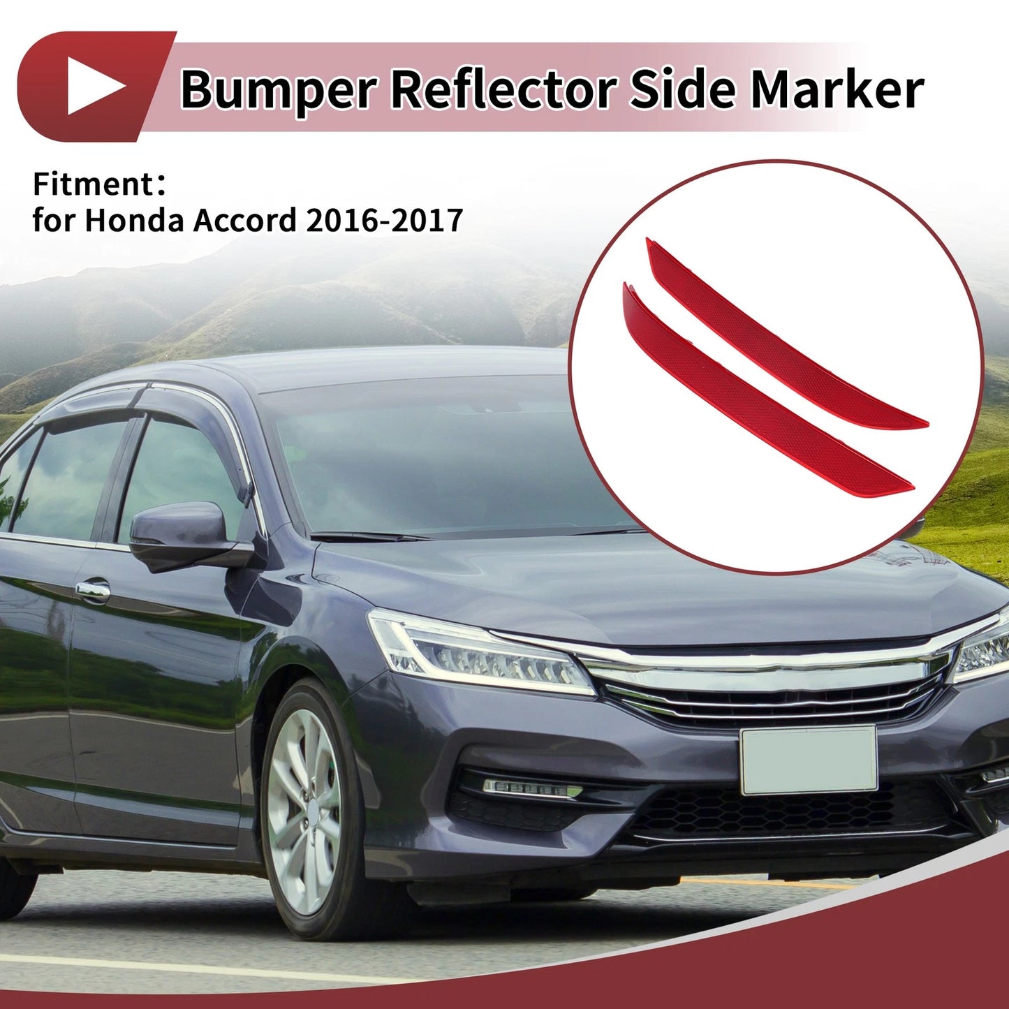 1 Pair Rear Bumper Reflectors for Honda Accord (2016–2017) No. 33505T2AA11