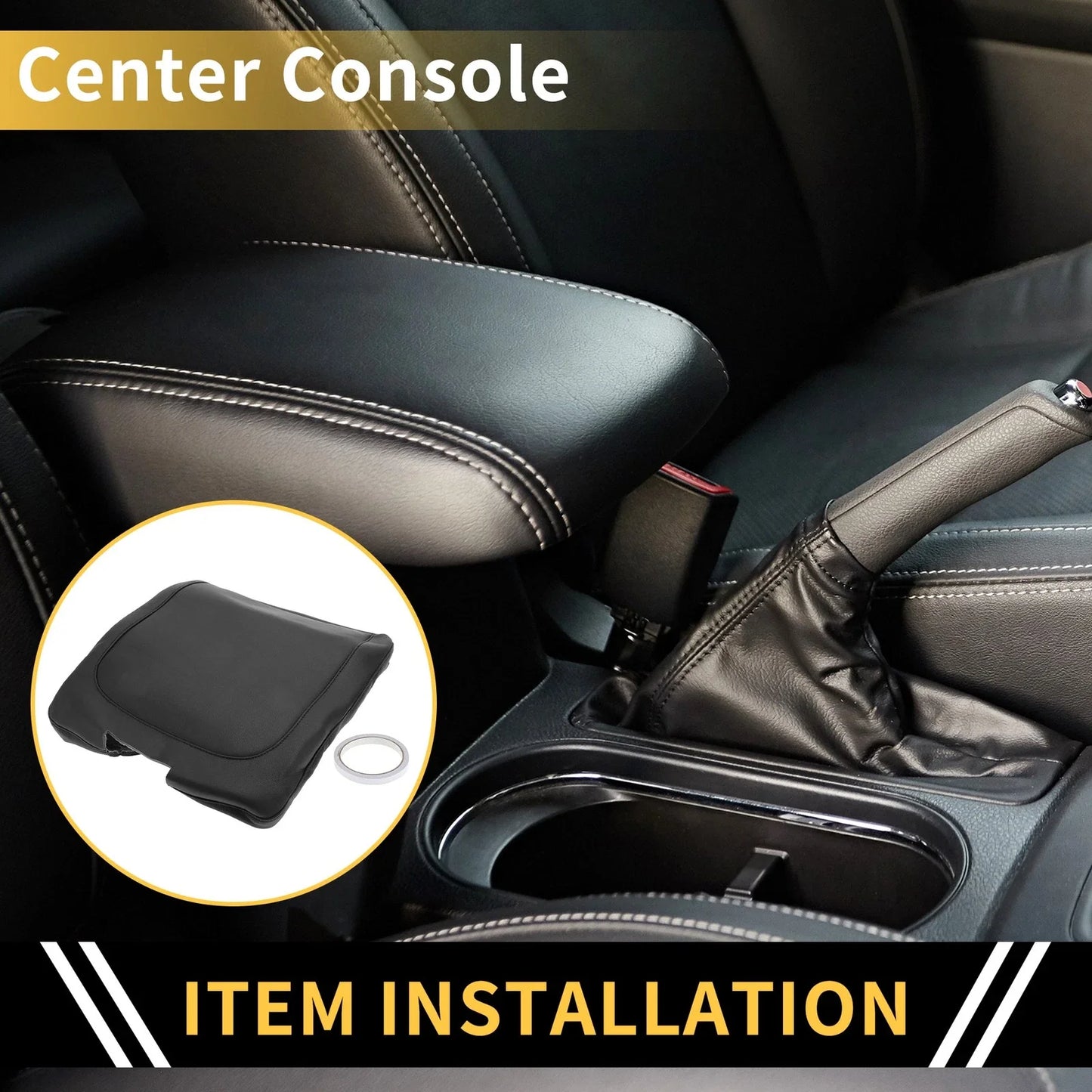 Center Console Armrest Cover for Dodge Ram Microfiber Leather (2019-2023)