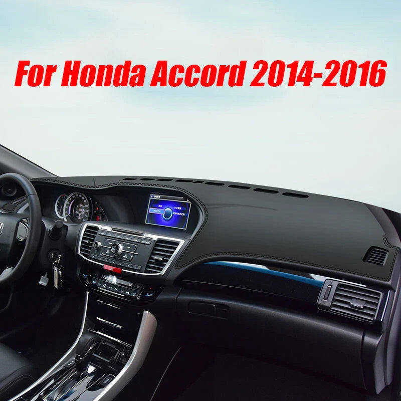 Black Leather Dashboard Cover Pad Mat for Honda Accord (2014–2016)