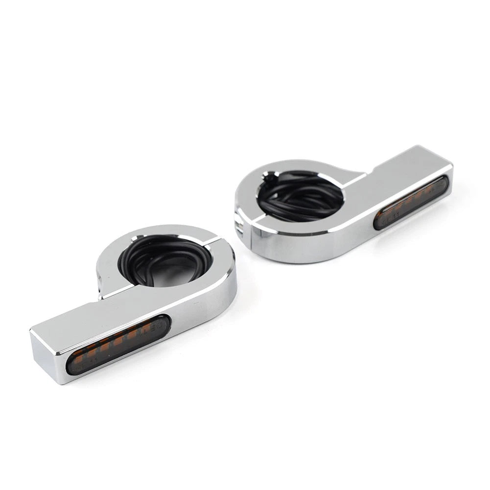 Chrome LED Fork Indicator Turn Signal Light for Harley Touring