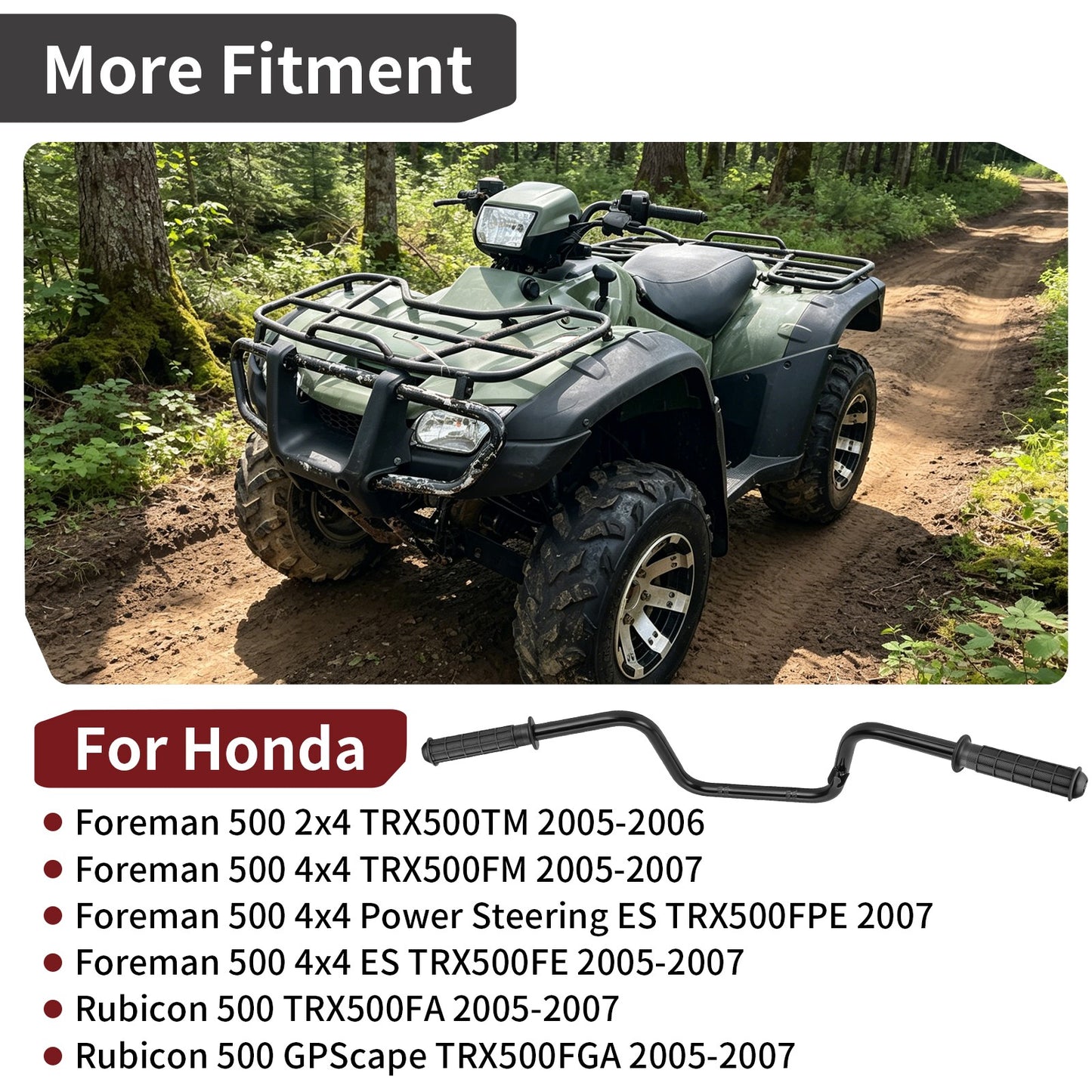 Handlebar with Grips and End Guards for Honda Foreman 500 (2005–2007)