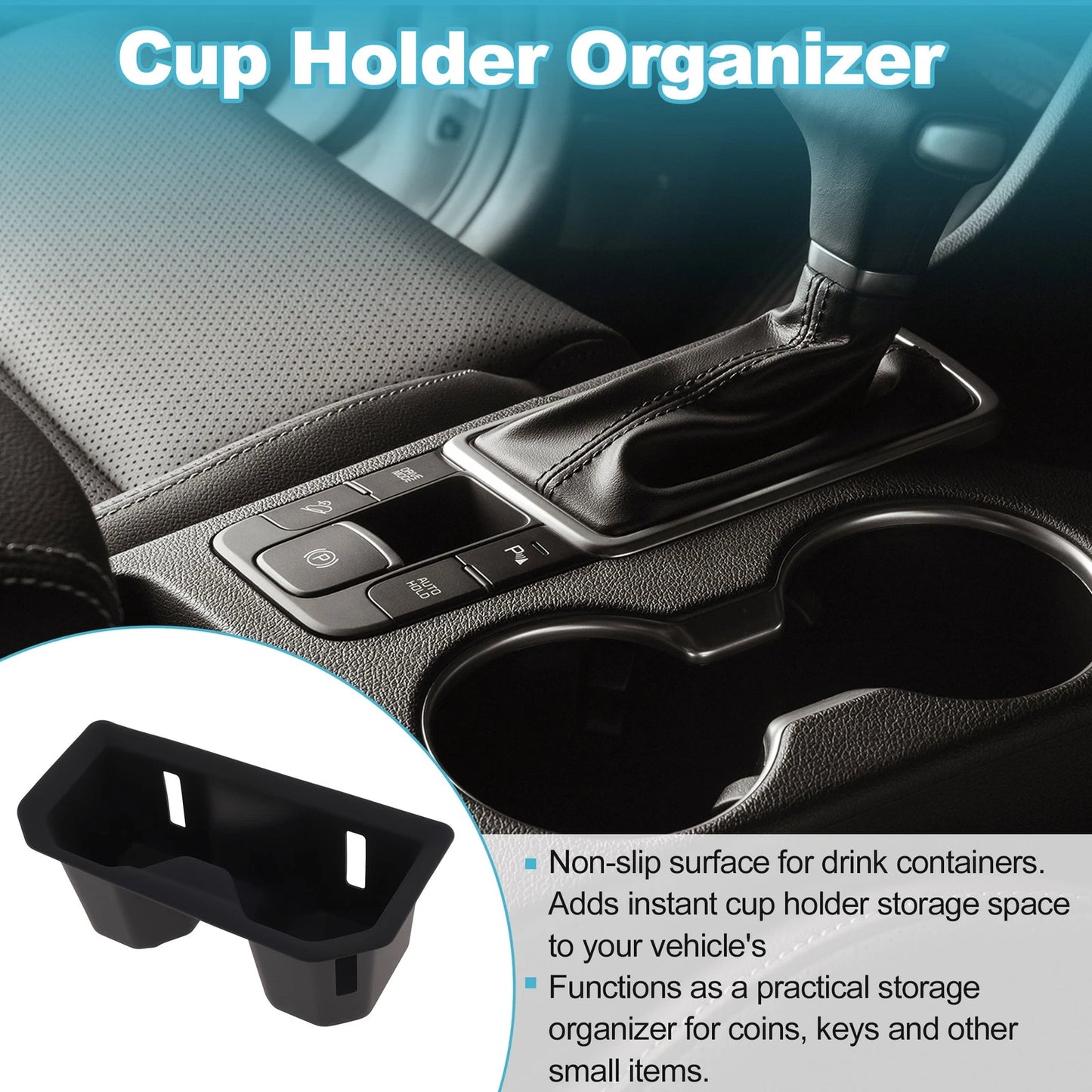 Front Console Cup Holder Organizer for Toyota RAV4 (2026) - Silicone Black