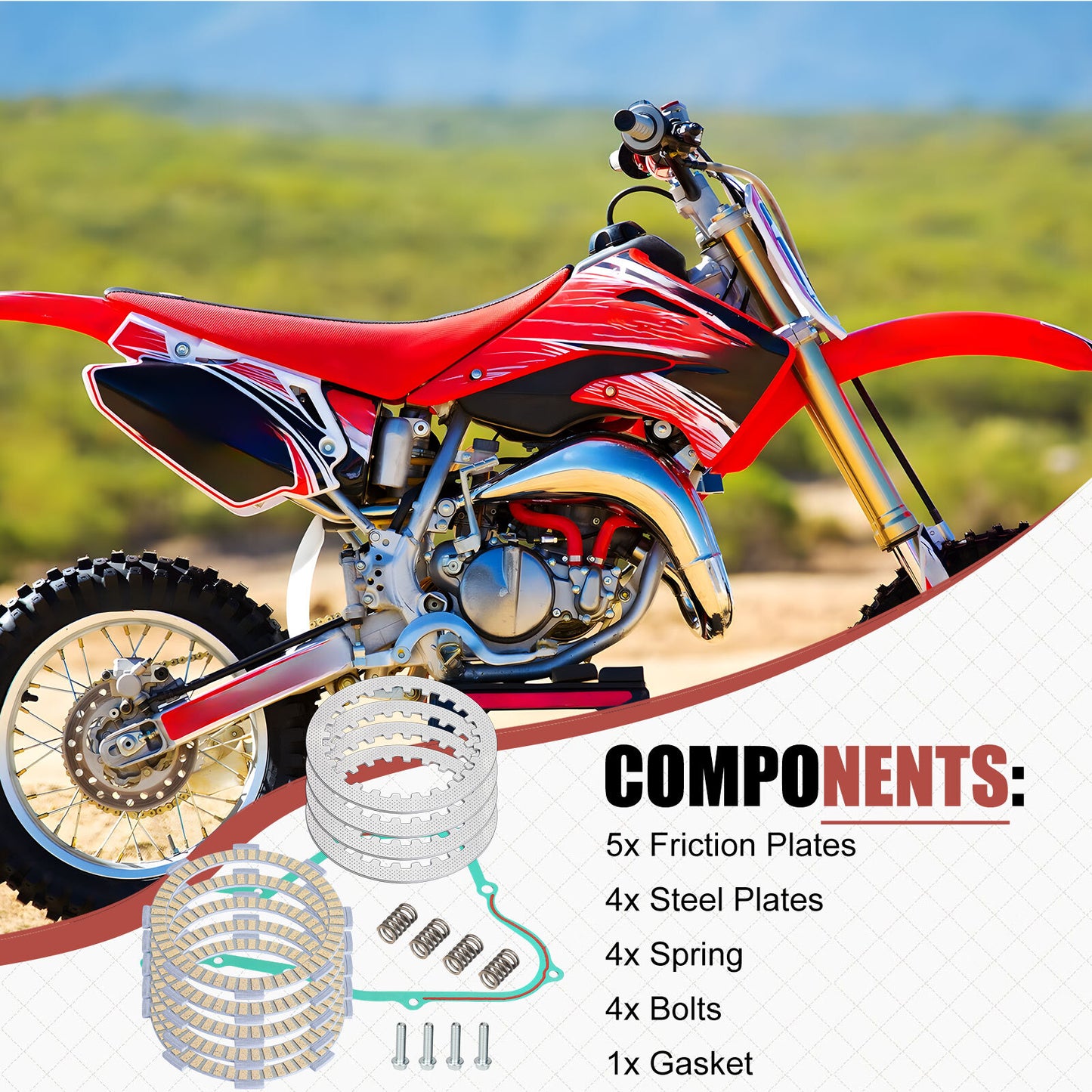Clutch Friction Steel Plates Kit with Gasket for Honda CR 80 85 (1980–1985)
