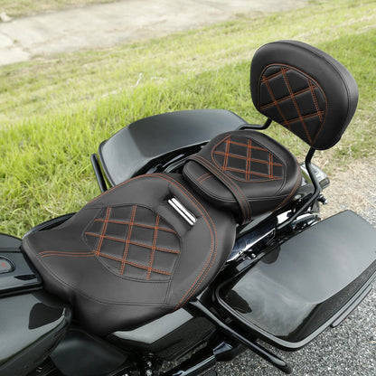 Driver & Passenger Seat w/ Backrest Pad for Harley Street Glide (2009-2023)