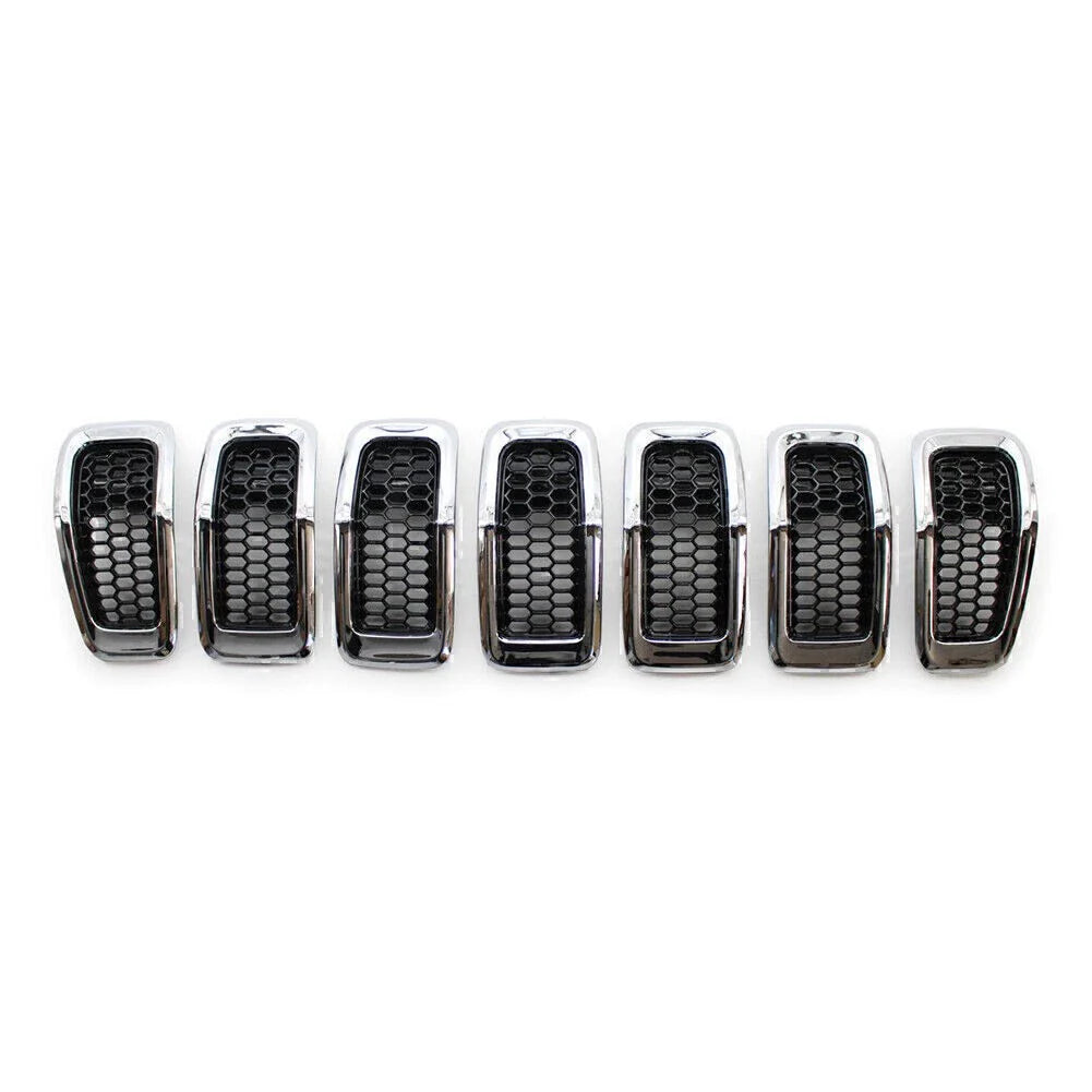 Chrome Honeycomb Grille Inserts Cover Trim for Jeep Cherokee (2014-2018)
