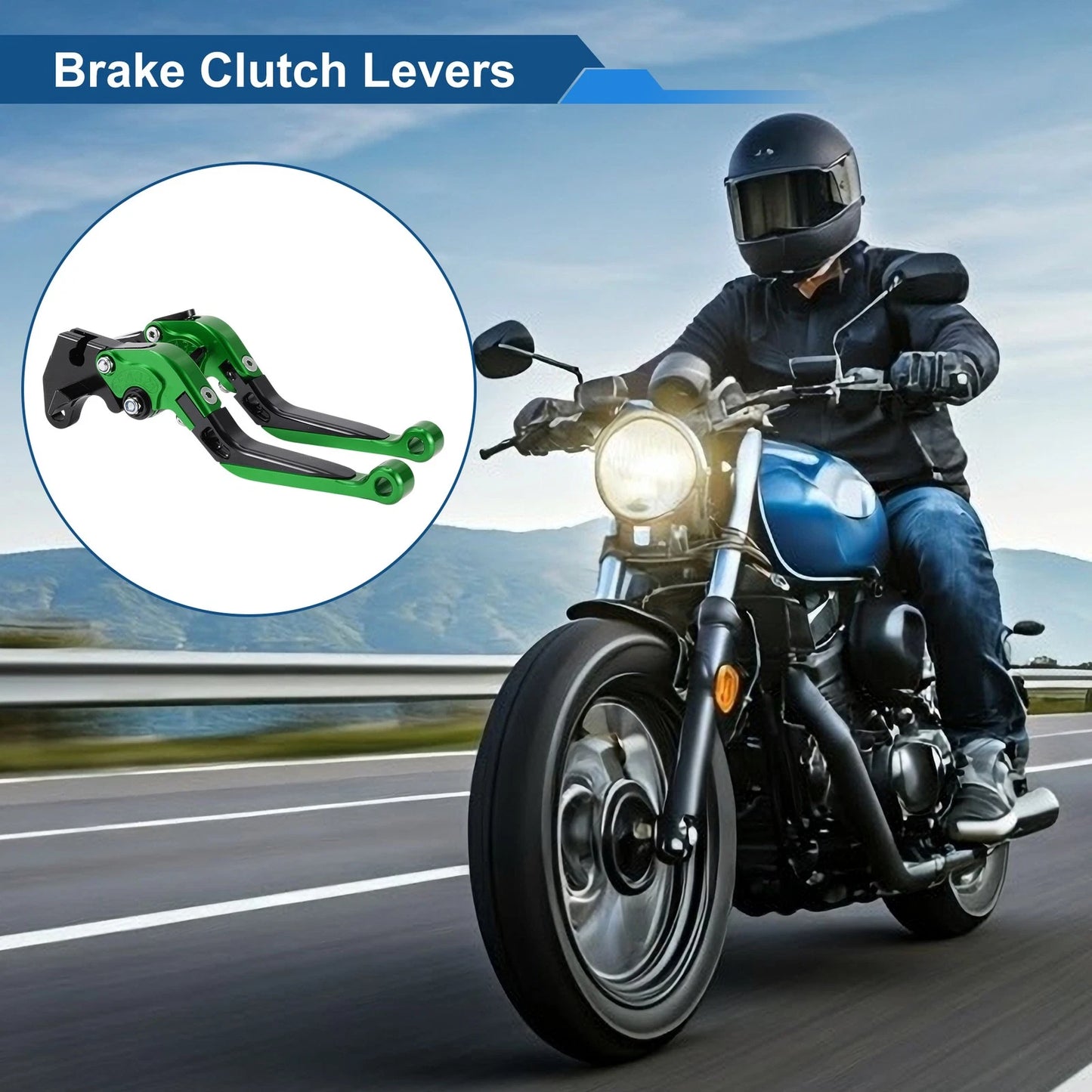 Adjustable Brake Clutch Lever for Yamaha MT125 (2014–2021) Green Black