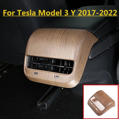 Wood Grain Rear Air Outlet Cover Panel for Tesla Model 3 Y (2017–2022)