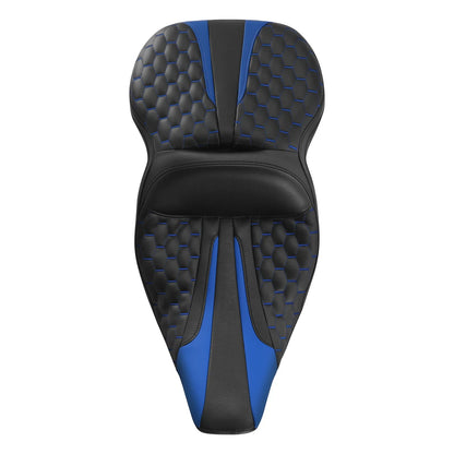 Black Blue Driver Passenger Seat for Harley Electra Glide (1997-2007)