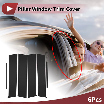 6 Pcs Car Door Pillar Window Trim for Toyota Aqua (2011–2019) Black