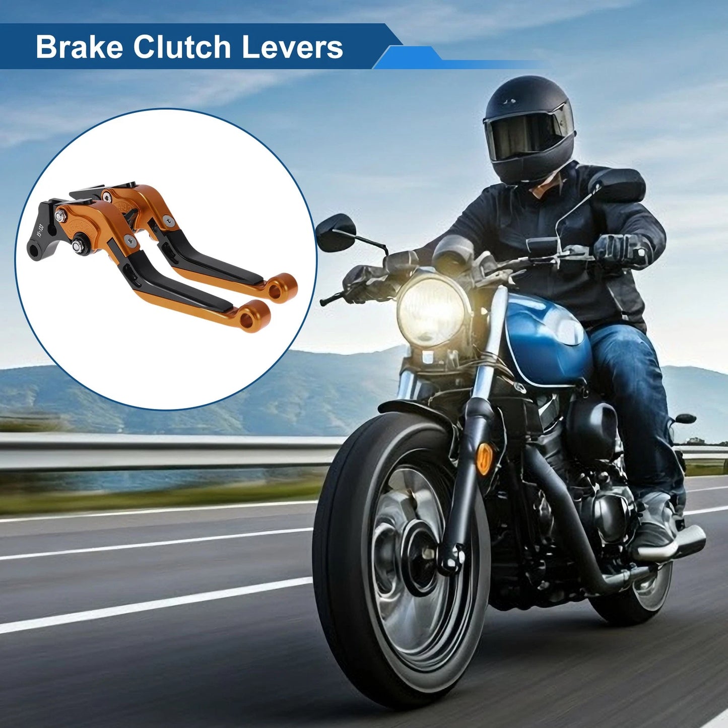 Adjustable Brake Clutch Lever for Suzuki GSXR150 (2017–2020) Orange Black