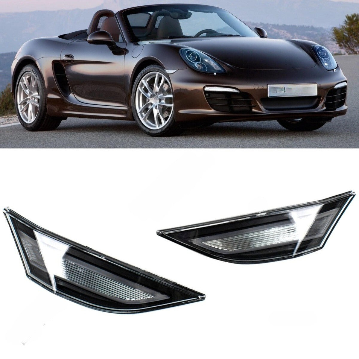 Clear LED Side Marker Lights for Porsche 911 991, 981 Cayman, Boxster 718