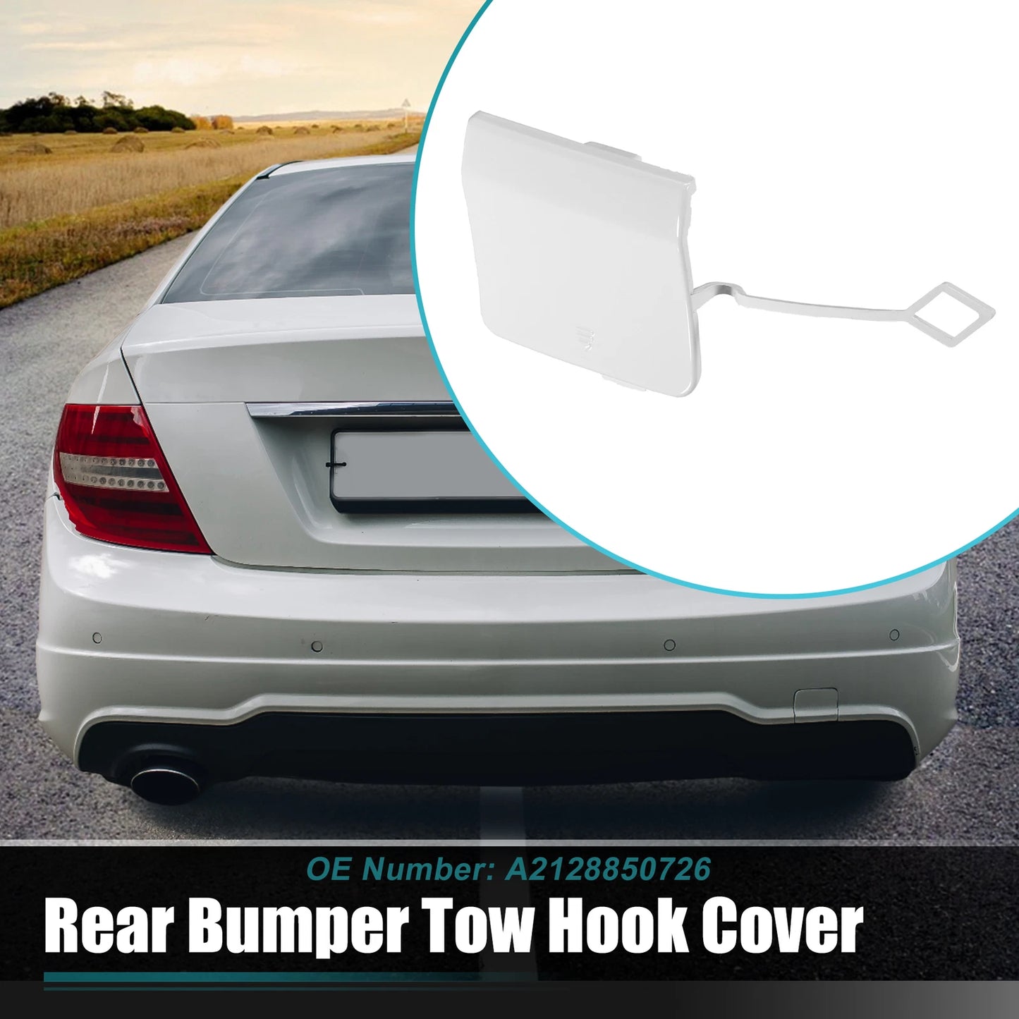 Rear Bumper Tow Hook Cap for Mercedes Benz E-Class W212 (2009–2016) No.A2128850726 White