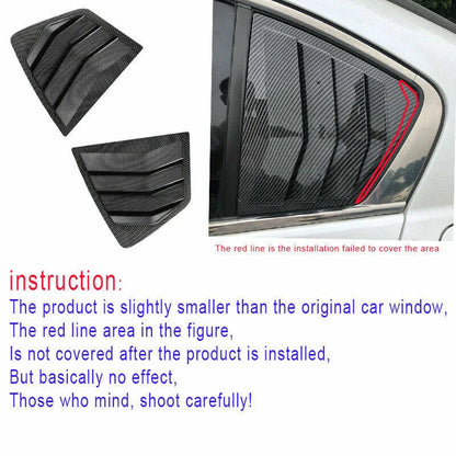 2 x Carbon Fiber Rear Window Quarter Louver Cover Trim for Honda Accord (2013–2017)