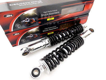 Rear Shock Absorbers for Yamaha TY175 (1975–1979) Black/Chrome 320mm