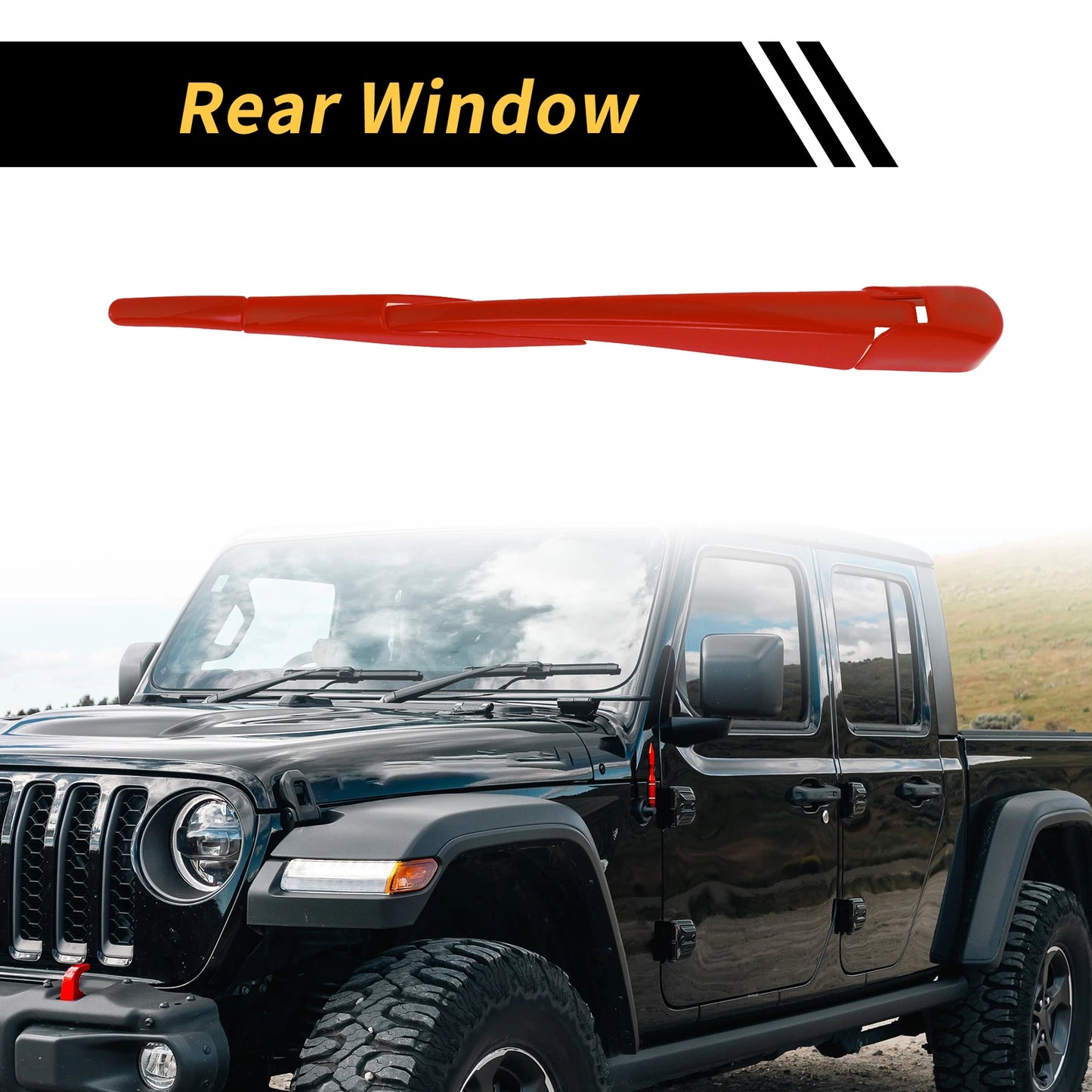 Set of 2 Rear Window Wiper Arm Blades Cover for Jeep Wrangler JL JLU (2018–2024) Red