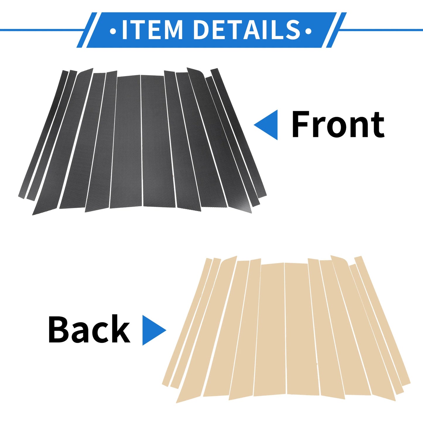 12 Pcs Door Pillar Window Trim for Land Rover Range  Carbon Fiber