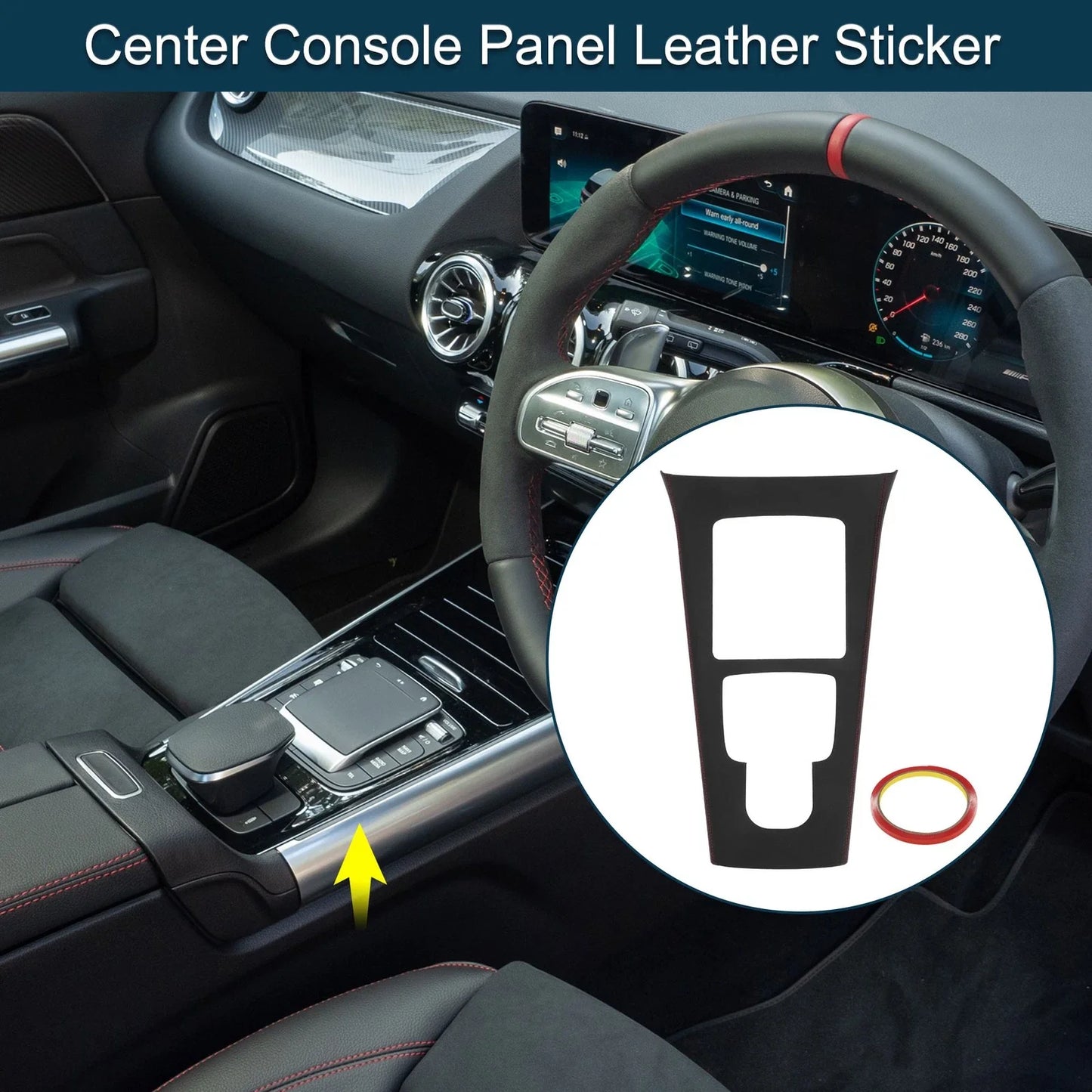 Center Console Panel Sticker for Mercedes-Benz GLA Class (2020-2021) Black Red
