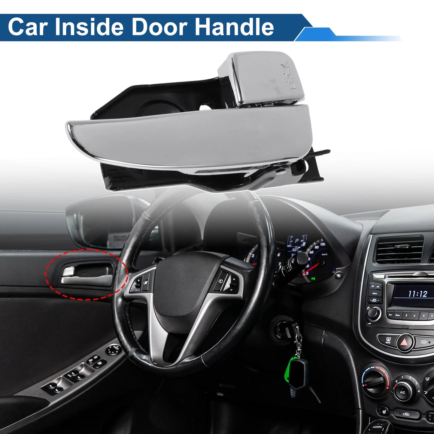 Interior Door Handle for Hyundai Sonata (2001–2005) No. 826203D000 Black Chrome