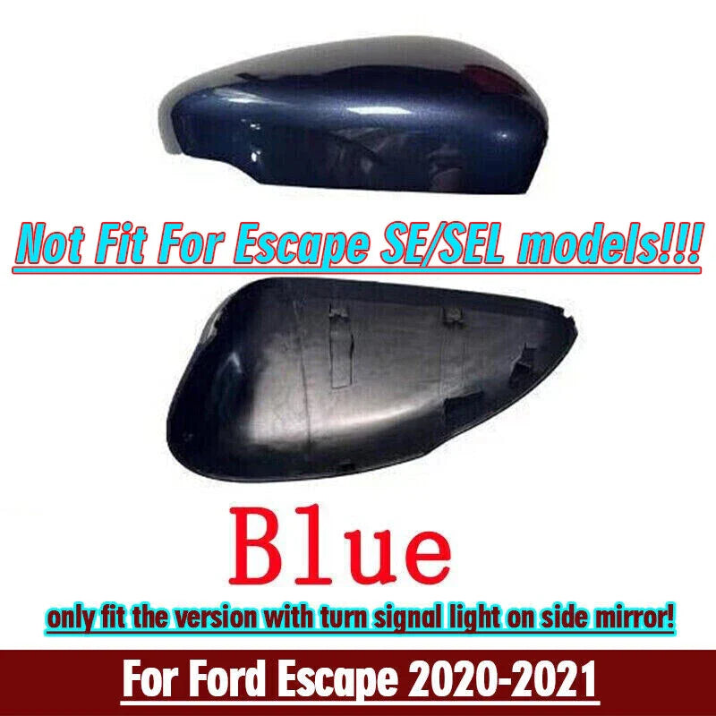 Left Blue With Turn Signal Hole Side Mirror Cover for Ford Escape (2020–2021)