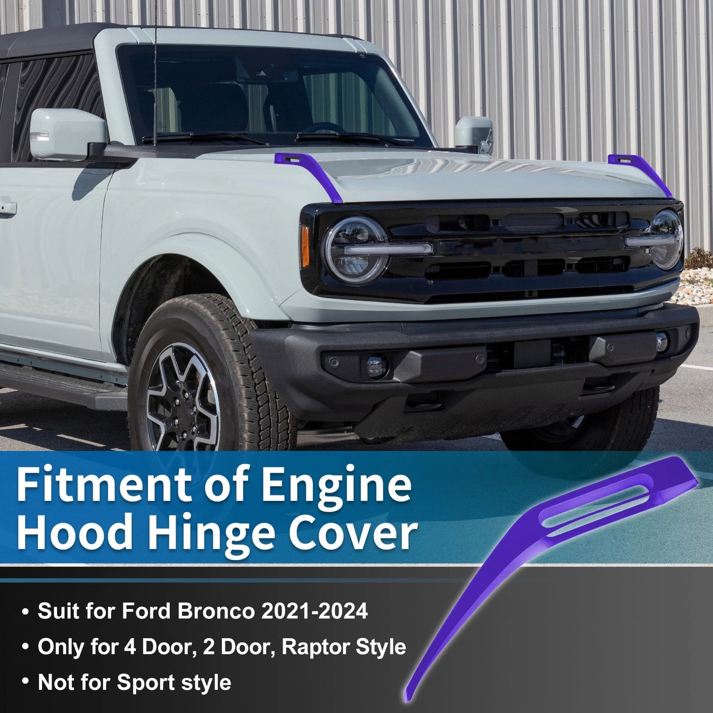 Hood Hinge Cover for Ford Bronco (2021–2024) - Purple Trail Sight Trim