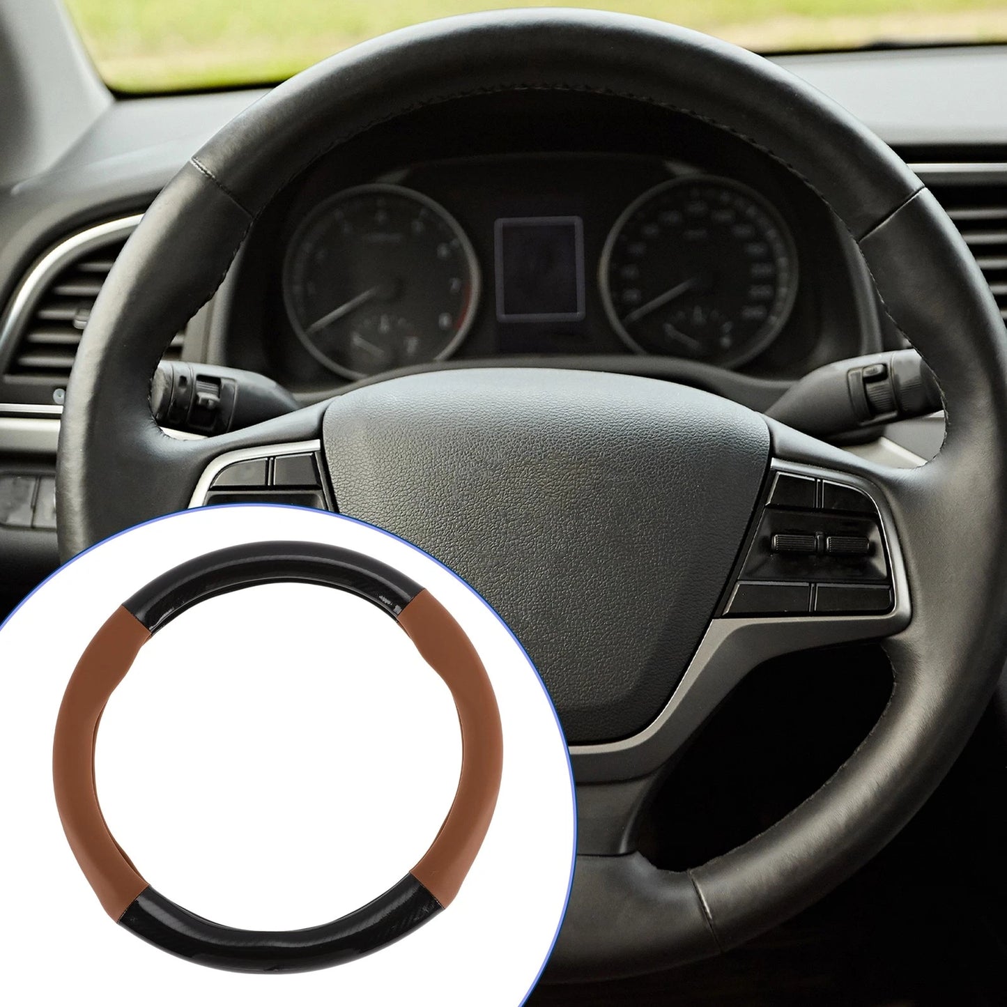 Steering Wheel Cover   - PU Leather, 14.96"