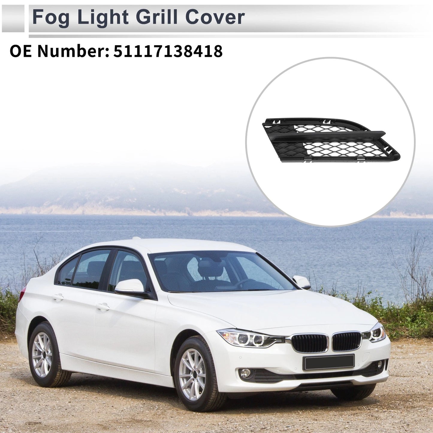 1 Pc Front Right Fog Light Grill for BMW 335i (2008-2012)