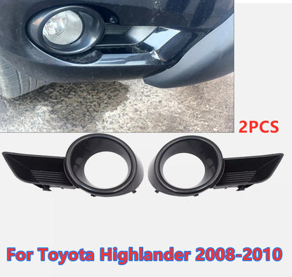 2 x Front Bumper Fog Light Grill Cover Trim for Toyota Highlander (2008–2010)