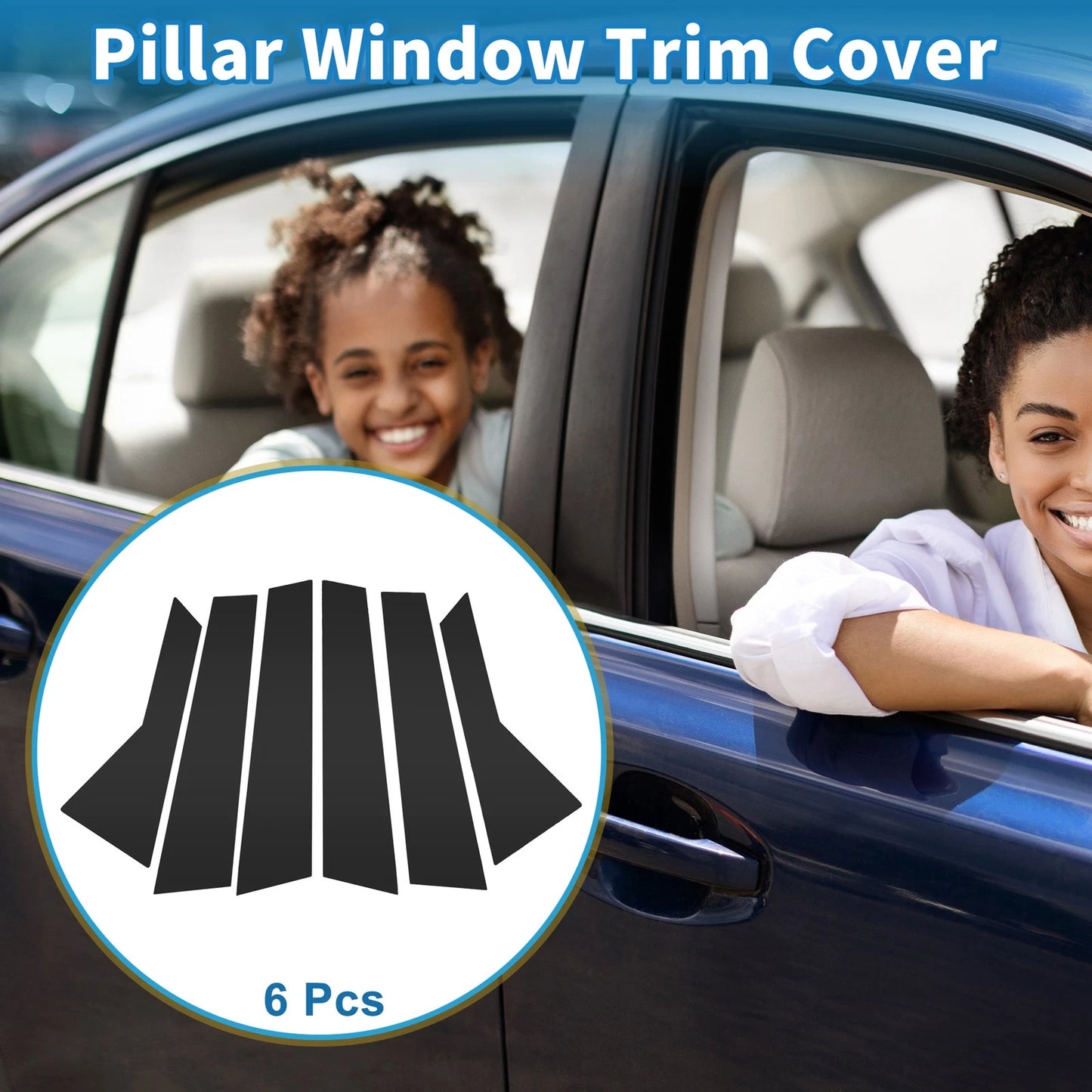 6 Pcs Door Pillar Window Trim for VW Jetta (2019–2023) Black