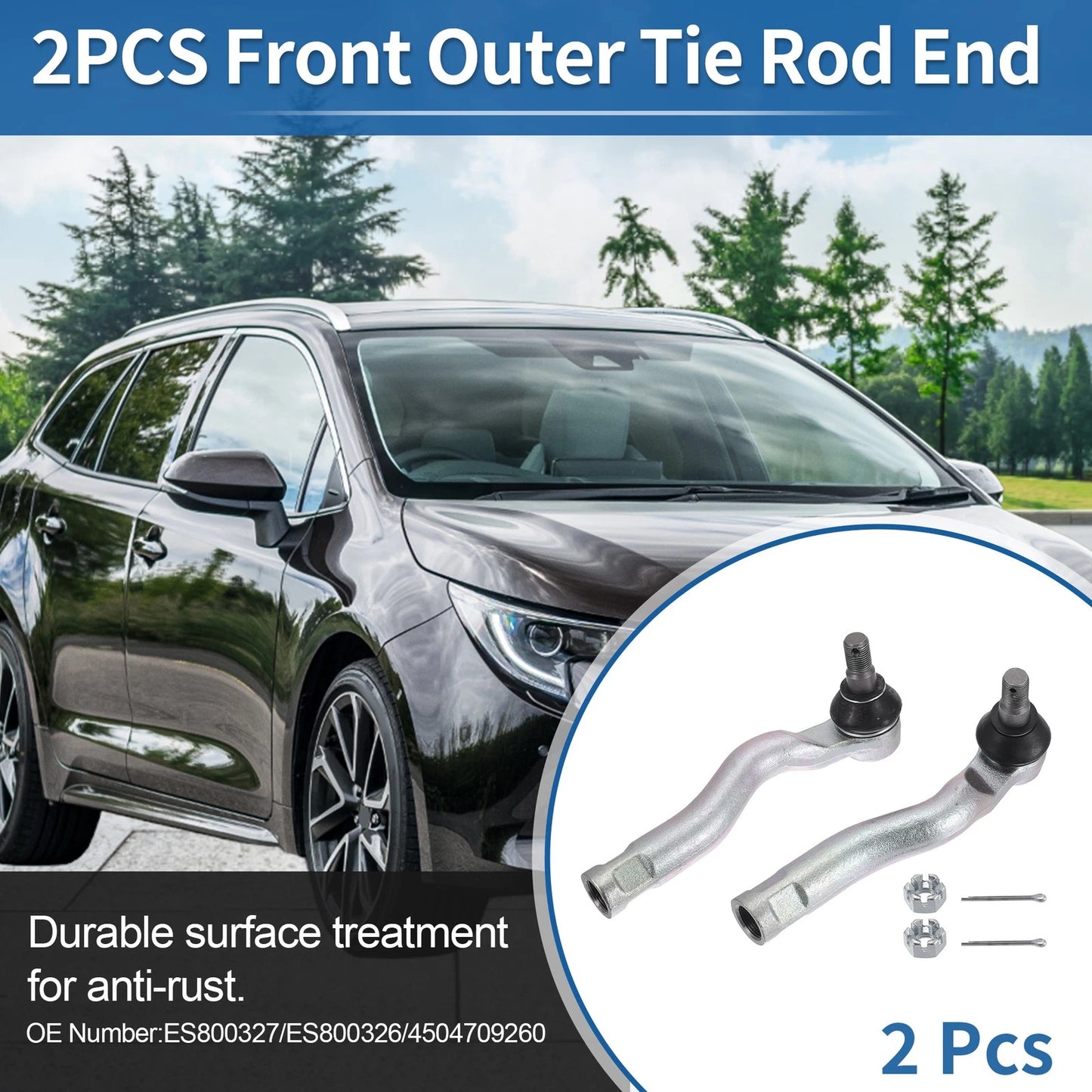 2X Front Outer Tie Rod End Links for Toyota Tundra (No. ES800327/ES800326)