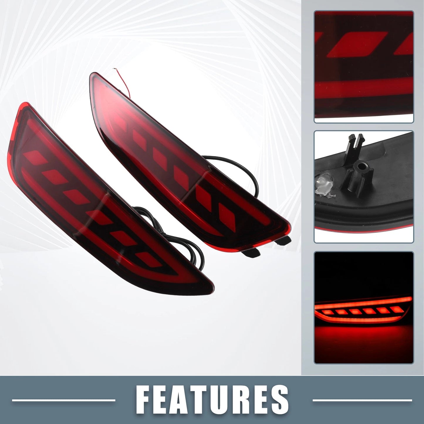 2X Rear Bumper Reflector LED Brake Lights for Hyundai Accent (2012–2017)