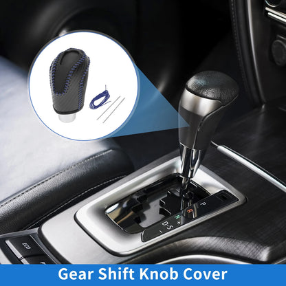 Gear Shift Knob Cover for Volkswagen Taos (2022–2023) Black Carbon Fiber Blue