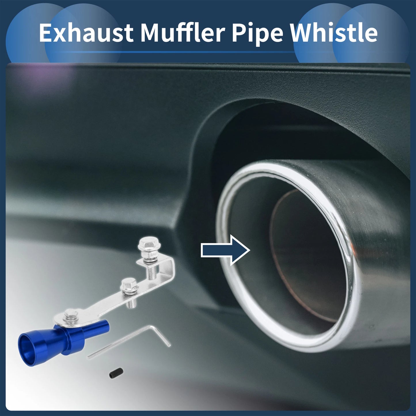 Set of 1 Turbo Sound Exhaust Muffler Pipe Whistle for Universal Fit