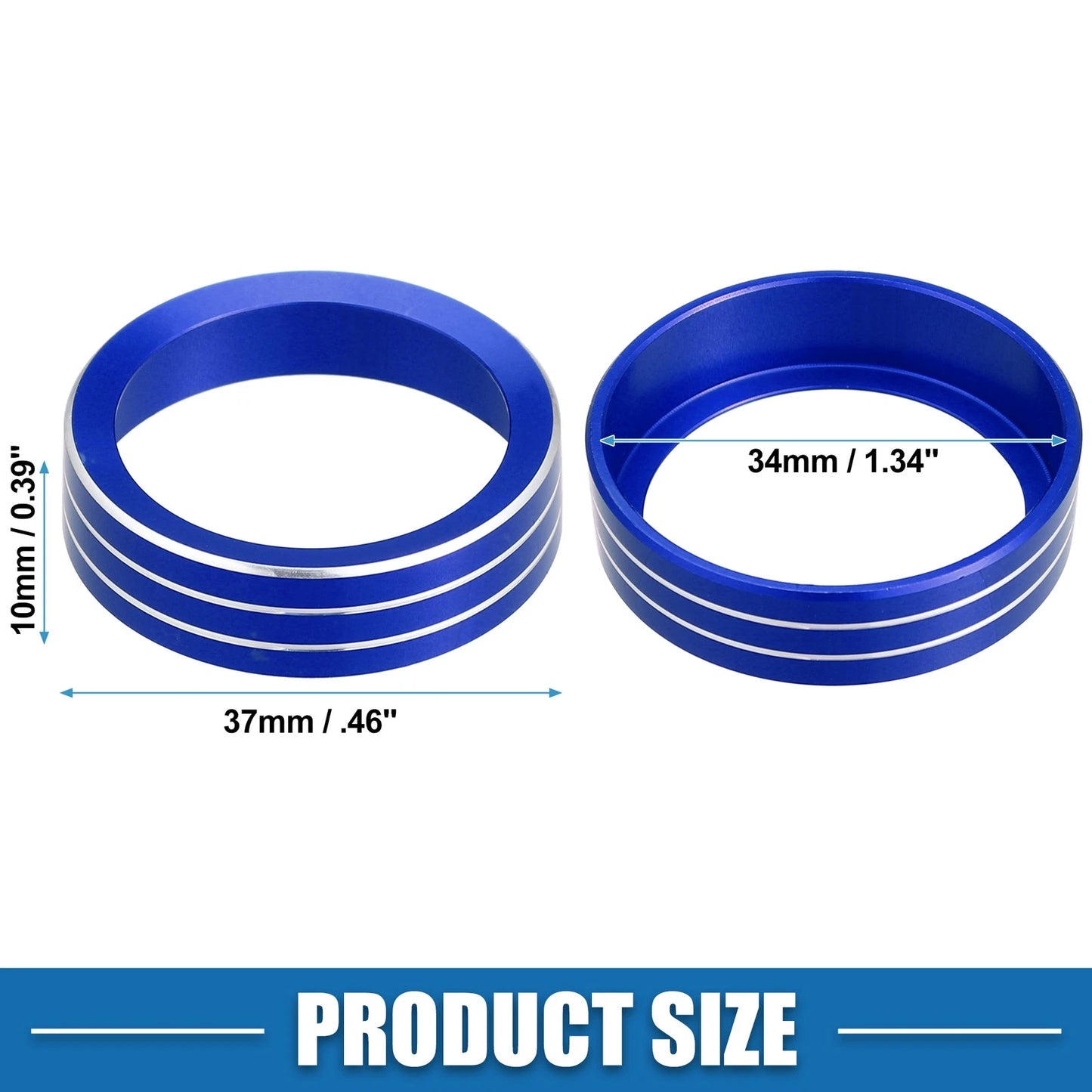 2X AC Knob Ring Covers for Nissan Rogue (2014–2020) Blue