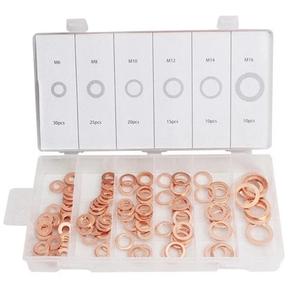 Flat Washer Copper Gasket Seal Kit 110pcs