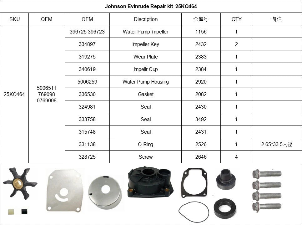 Water Pump Kit for Johnson Evinrude 40-65 HP