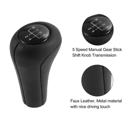 5 Speed Manual Gear Shift Knob Transmission for BMW Faux Leather Black