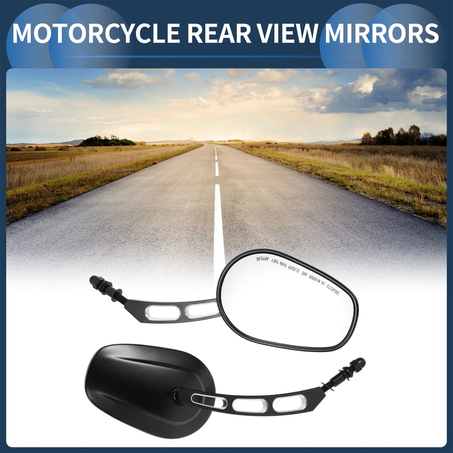 Set of 2 Rear View Mirrors for Harley Dyna, Road King, Softail, Sportster