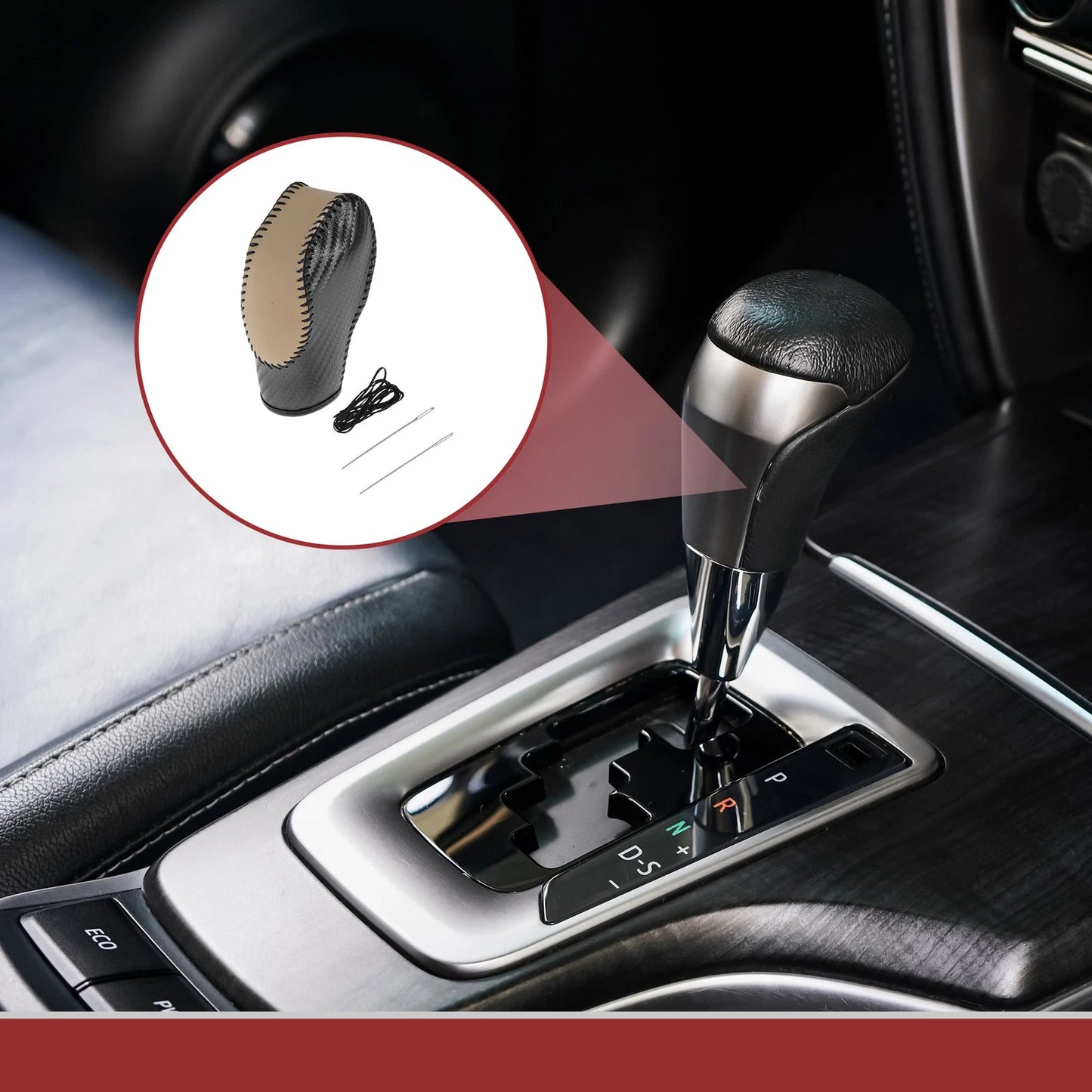 Gear Shift Knob Cover for Ford Fusion (2013–2016) Beige Black