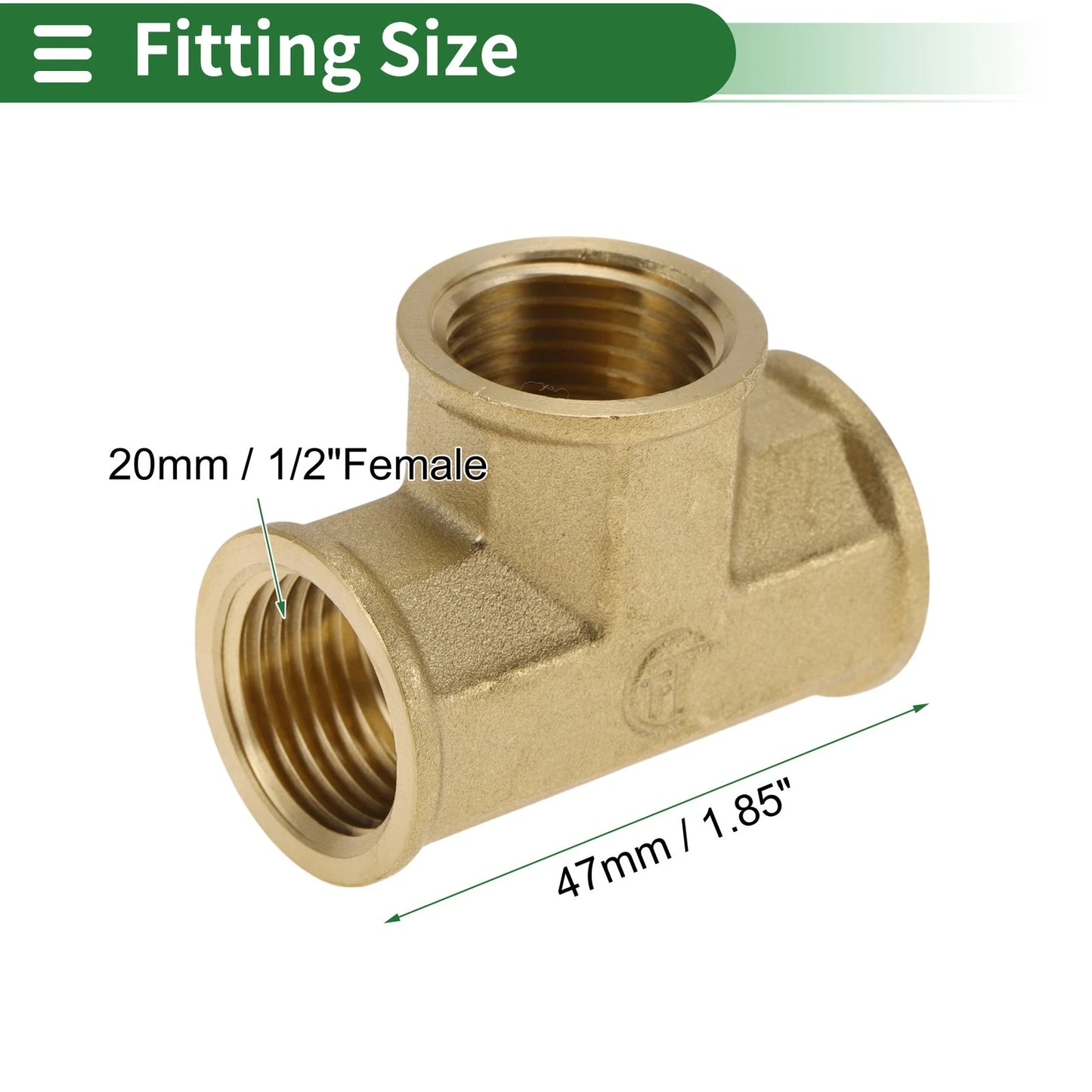 2X Brass Pipe Fittings 1/2" Female Tee with Gasket