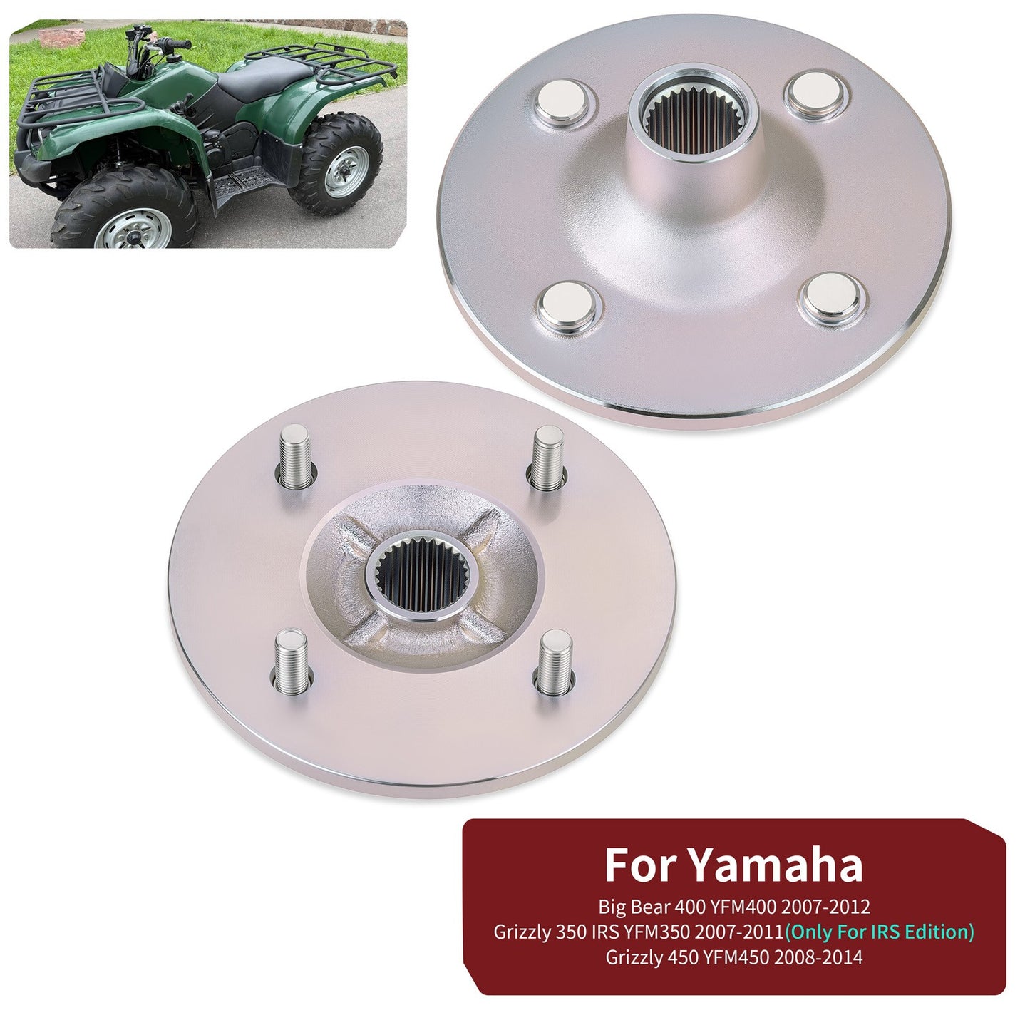 Set of 2 Rear Wheel Hubs for Yamaha Big Bear 400 Grizzly 350 450 (1990–2006)